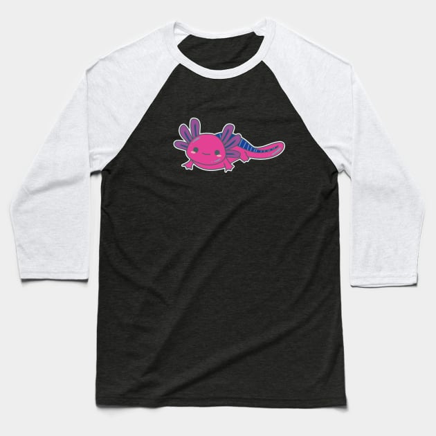 Bi Pride Axolotl | Cute Design with Bisexual Flag Colors Baseball T-Shirt by pawsitronic